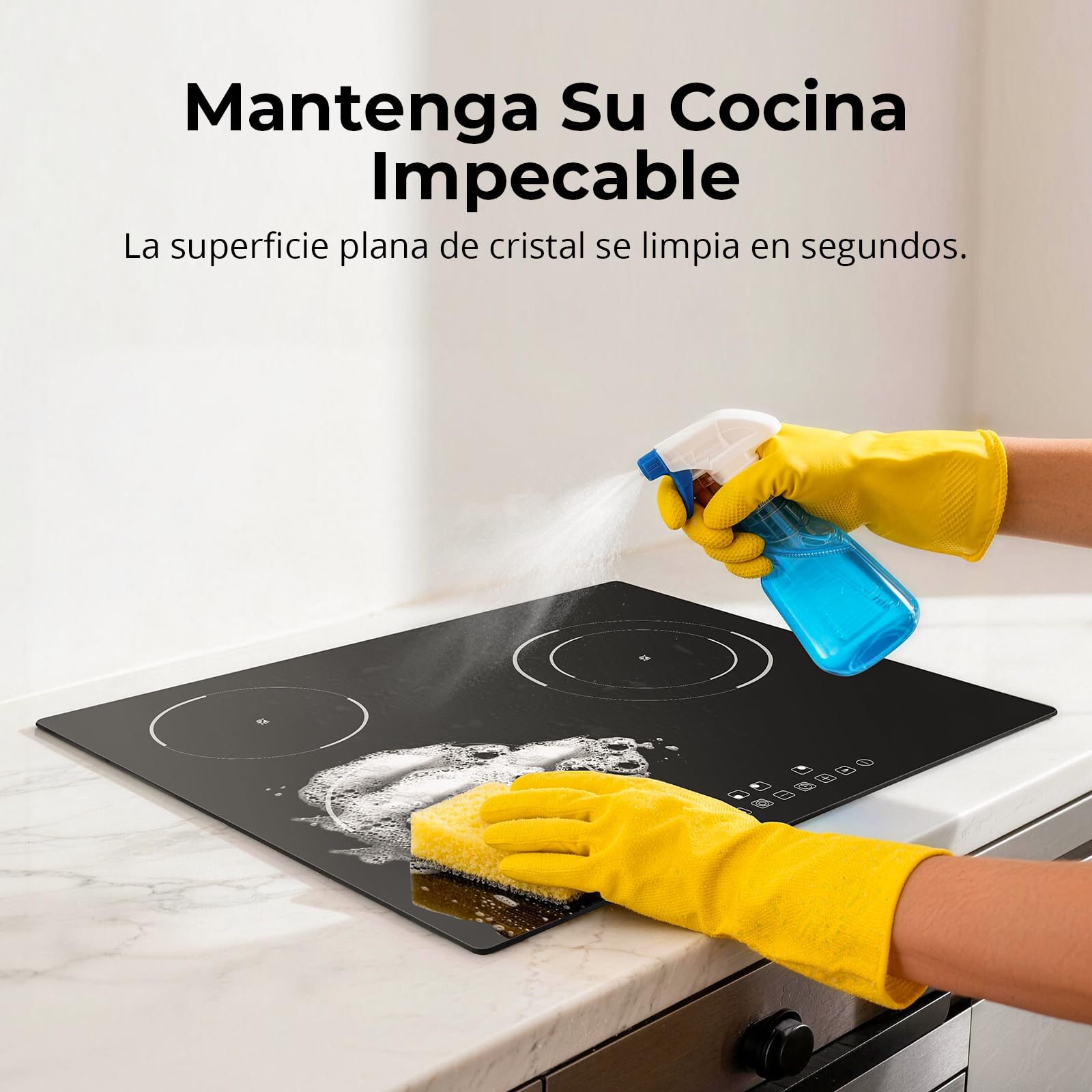 SNDOAS Placa Vitrocerámica 3 Fuegos 5200W, Vitroceramica 3 Zonas de Cocina (1200W+1800W+2200W), 9 Niveles de Calor, Seguridad para Niños, Temporizador 99 Min, Compatible con Todos los Utensilios — view 8