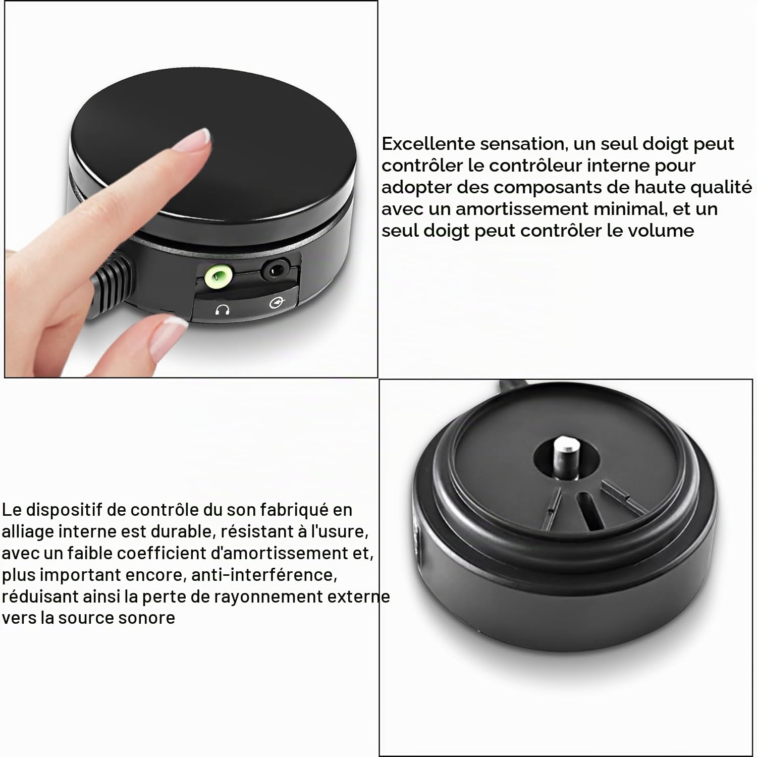 XMSJSIY Convertisseur de contrôle du volume pour haut-parleurs d'ordinateur, casque audio, contrôle du volume sur 3,5 mm, bouton de réglage TRS, câble d'extension - 1,5 m