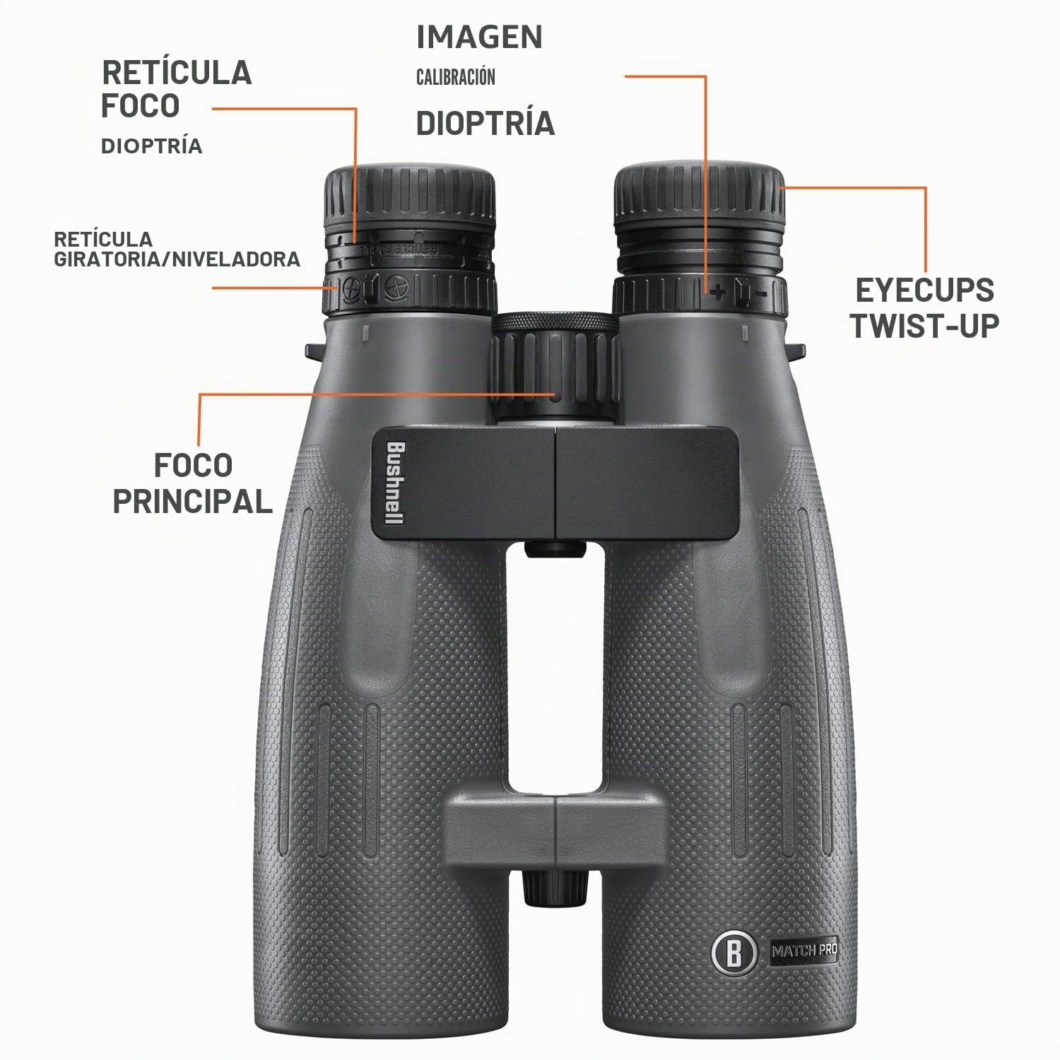 Bushnell Match Pro - Prismáticos de 15 x 56 Pulgadas, retícula MRAD de Disparo de precisión, Cristal Transparente, Bloqueo de Puente Mantiene Tus binoculares en la Misma posición exacta
