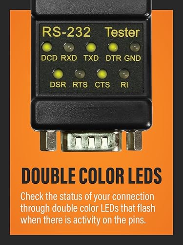 Miniatura 3 de Cablemax RS-232 LED enlace probador DB-9 macho a DB-9 hembra
