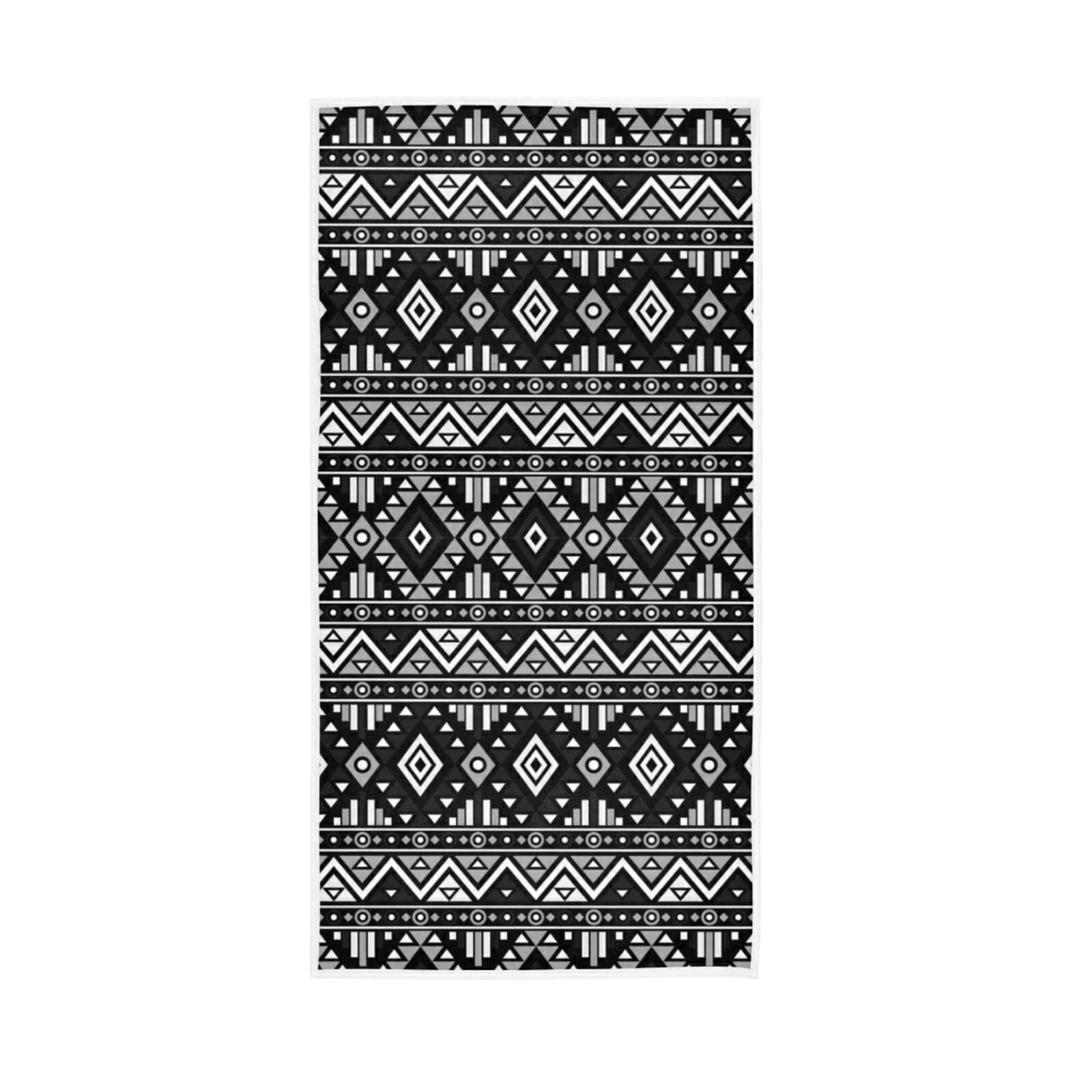 HUYGD Seamless Tribal Ethnic Pattern in Vintage Retro Pattern Soft Hand Bath Towel 30" x 15" Thin Fast Drying Absorbent Soft Towels for Kitchen Gym Spa Hotel Beach