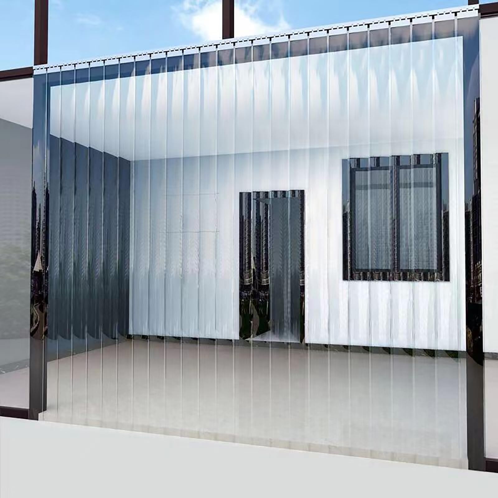 Rideau à Lanières PVC Rideau industriel à lanières Épaisseur 2,8 mm Isolant Rideau de Porte lanieres Grande transparence Facile à installer Convient à une utilisation intérieure et extérieure(