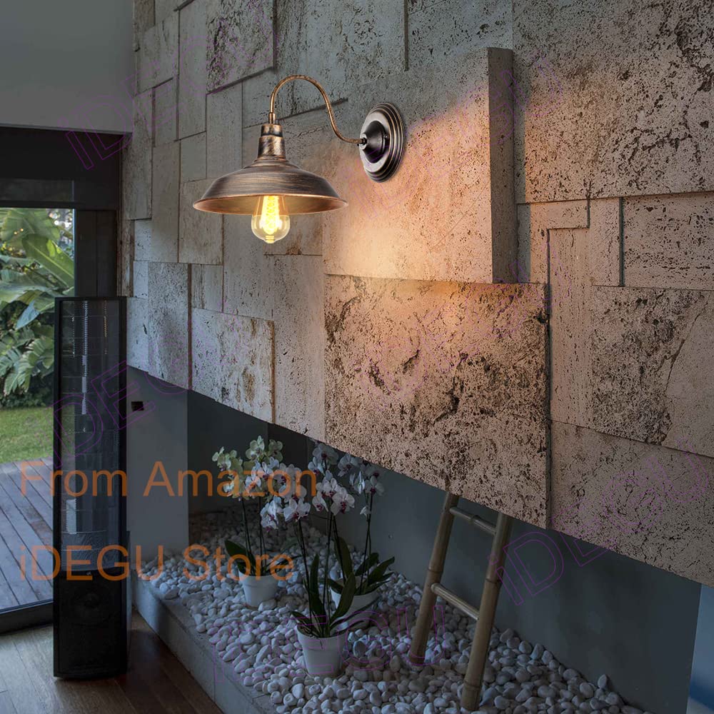 iDEGU 2 Stück Industrie Wandleuchten, 26cm Vintage Wandlampe Innen Retro Wandspot E27 Wandbeleuchtung Wandstrahler für Küche Wohnzimmer Flur Büro (Farbe: Bronze)