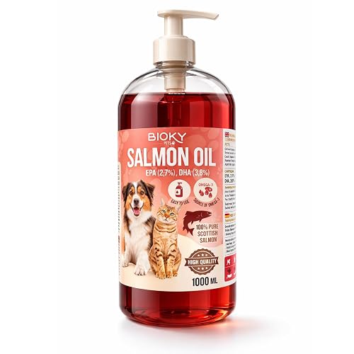 Bioky Aceite de Salmón Premium para Perros y Gatos 1L - Omega 3 EPA y DHA