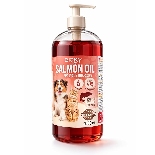 Bioky Aceite de Salmón Premium para Perros y Gatos 1L - Omega 3 EPA y DHA