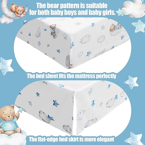 Miniatura 3 de Mixweer Juego de ropa de cama de 3 piezas con temática de oso de nube para niños, guardería, juego de ropa de cama para cuna, juego de ropa de cama