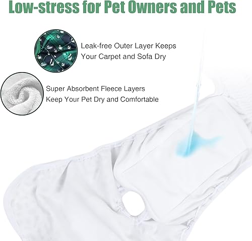 Miniatura 9 de wegreeco Pañales lavables para perras (paquete de 3), pañales altamente absorbentes para hembras, pañales para perras en celo, período,