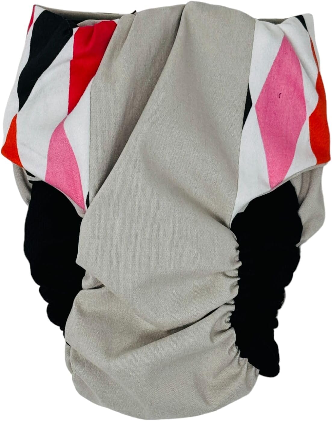 Fancy Harlequin on Frosty Cream Dog Diaper, XS, with Tail Hole - Made in USA