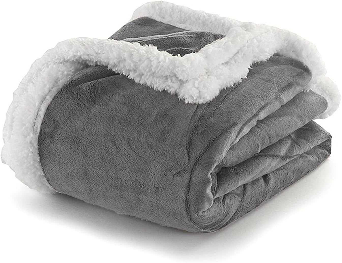 Kensie - Home Decorator Ultra Plush & Soft Fleece Sherpa Throw Blanket Fuzzy Cozy and Warm Cover for Your Bed, Couch, and Sofa - 50 X 60 Inch - Grey