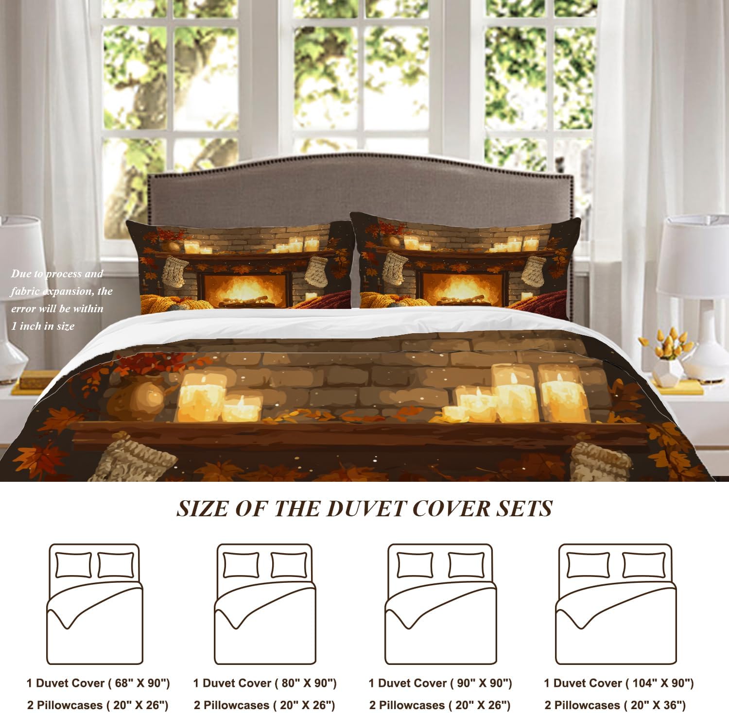 Warm Cozy Duvet Cover Set Queen Size, Fireplace 【Setaluna】 Blankets