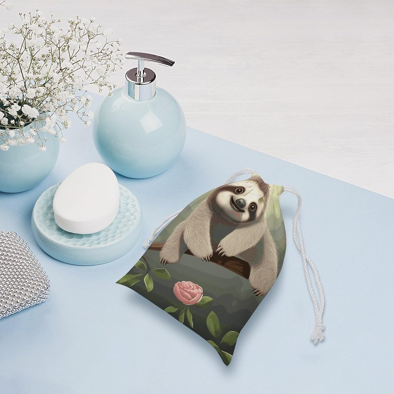 Drawstring Storage Bag Sports Cinch Sack Cute Baby Sloth Gym String Bags for Travel Swimming Beach image 5