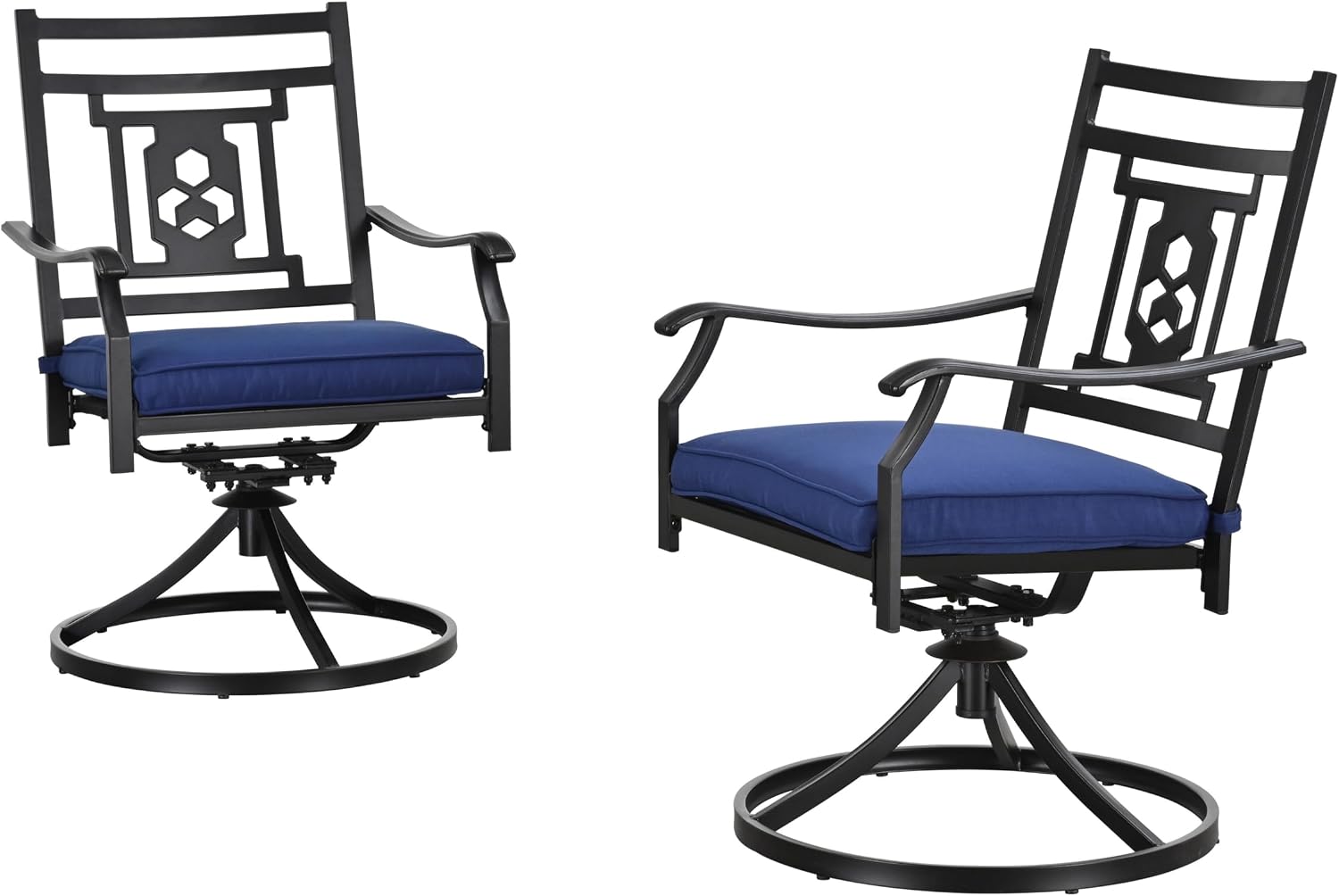 LOKATSE HOME Patio Swivel Dining Chairs Set of 2 with Cushion Bistro Outdoor Furniture for Garden Backyard Poolside, Blue