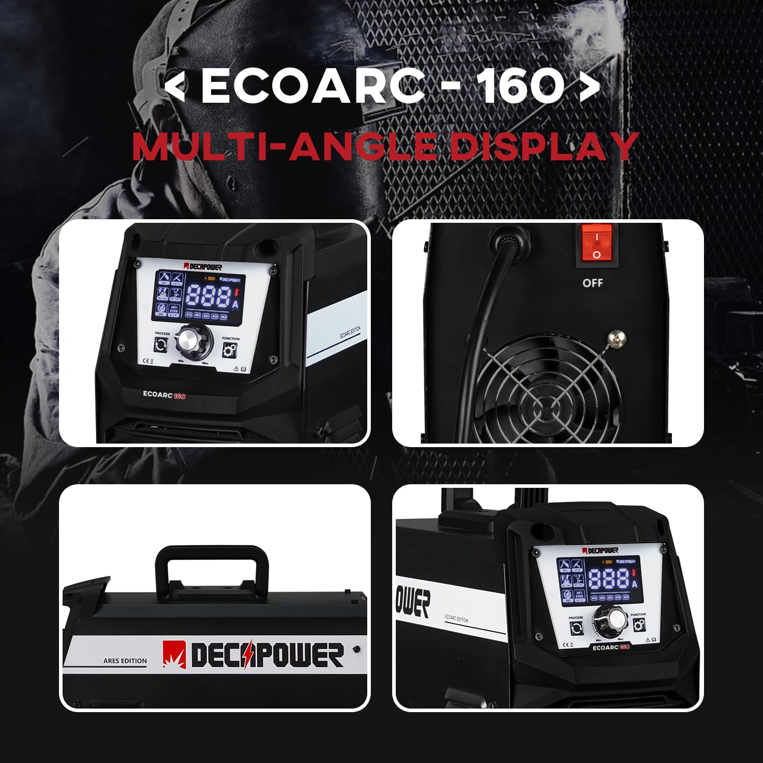 Decapower, ECOARC Saldatrice ad arco da 160 A, inverter MMA, saldatore portatile con schermo, per utilizzo casalingo (confezione da 1)