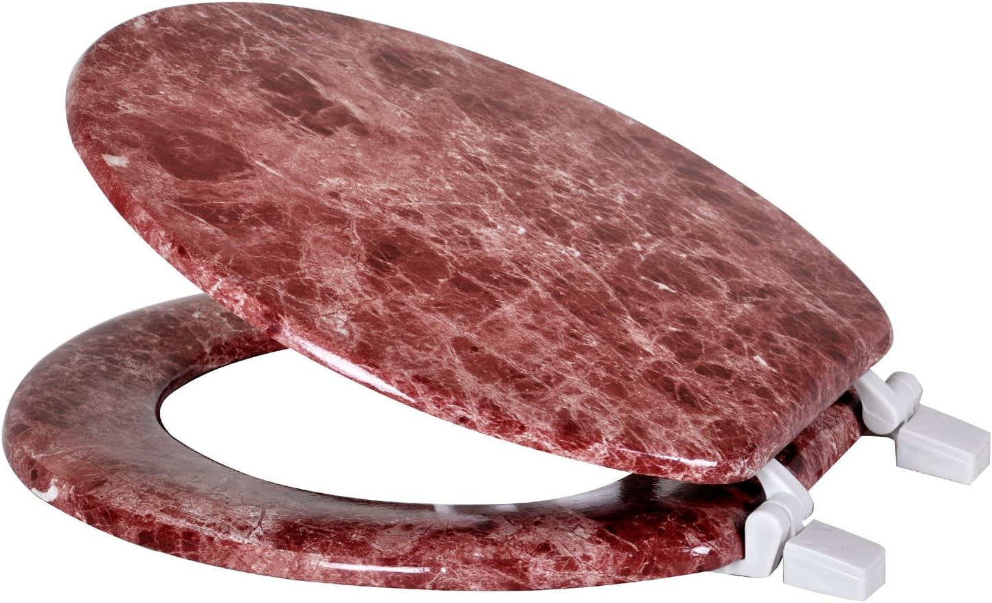 809-BU Burgundy-Marbleized Wood Toilet Seat