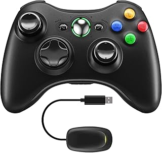 Molyhood Xbox 360 Controller, 2.4 G Wireless Game Controller Gamepad Joystick Dual Vibration Improved Ergonomic Design for Microsoft Xbox & Slim 360 PC Windows 7, 8, 10
