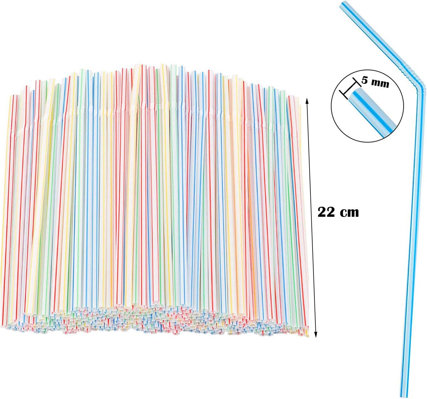 Flexible Disposable Plastic Straws for Home Parties, Bar, Beverage Shops, Home Straws for Kids and Adults, 100pcs