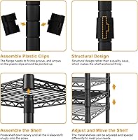 Vista 7 de Ulif E7 - Perchero para ropa, sistema de almacenamiento de ropa resistente con barras extensibles, perchero de metal con 6 estantes de alambre