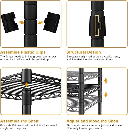 Miniatura 7 de Ulif E7 - Perchero para ropa, sistema de almacenamiento de ropa resistente con barras extensibles, perchero de metal con 6 estantes de alambre