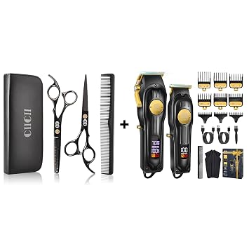 CIICII Hair Cutting Kit, Hair Cutting Scissors Shears Kit and Professional Hair Clippers and Trimmers Set for Men Women Hairdresser DIY Home Salon