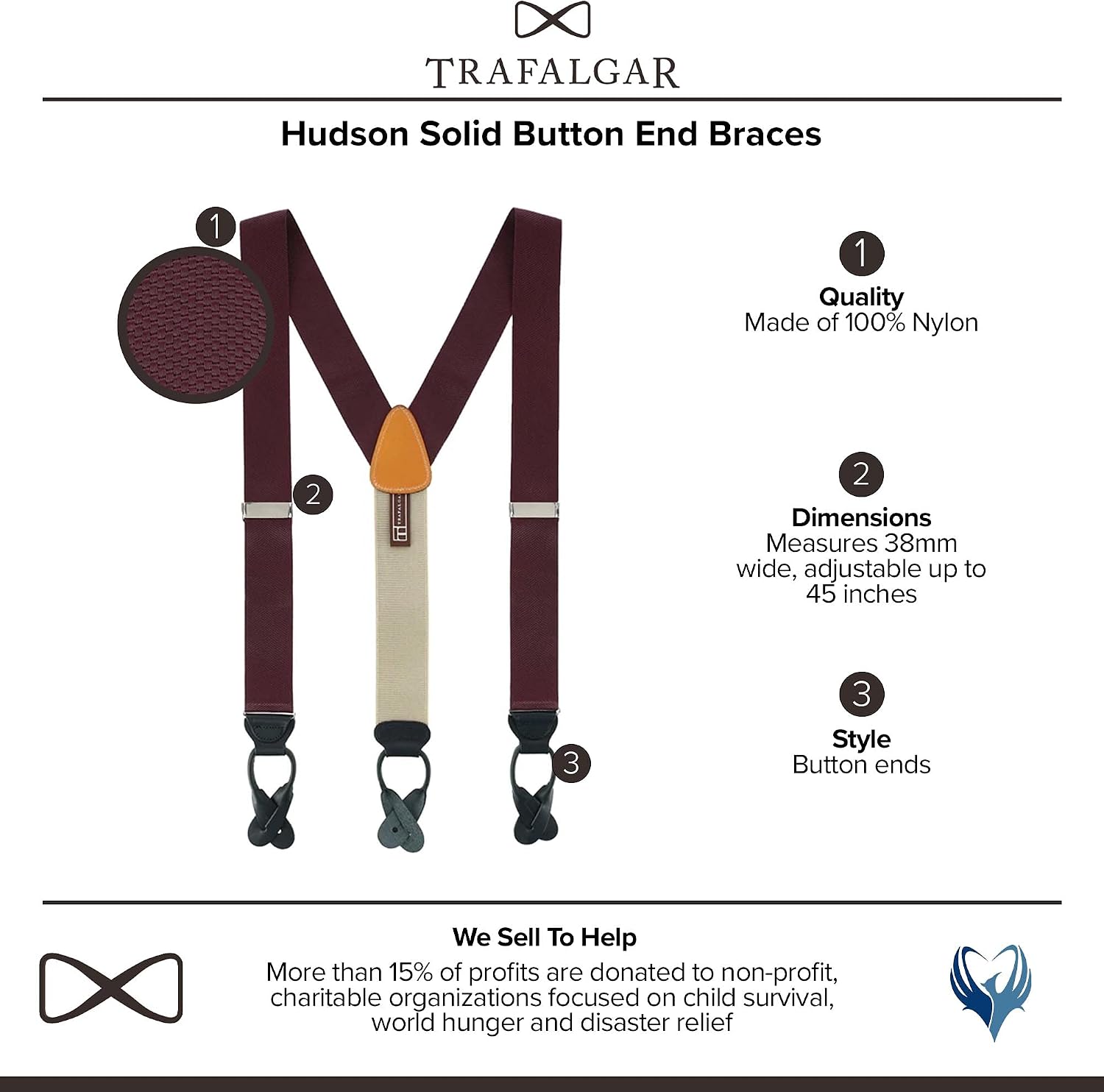 Trafalgar Hudson Nylon Button End Braces