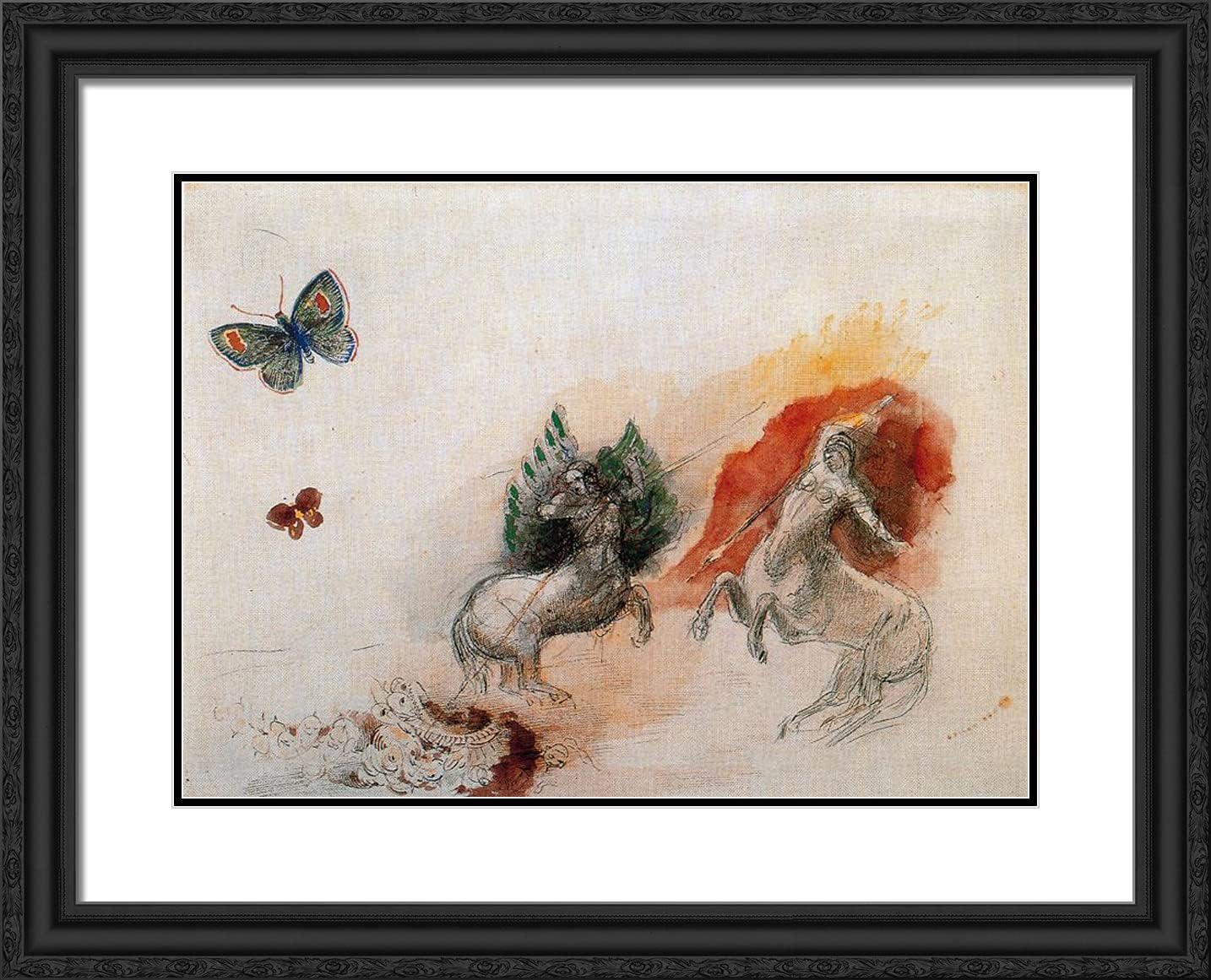 ArtDirect Redon, Odilon 24x20 Gold Ornate Framed Art Print with Double Matting Titled: Combat of Centaurs