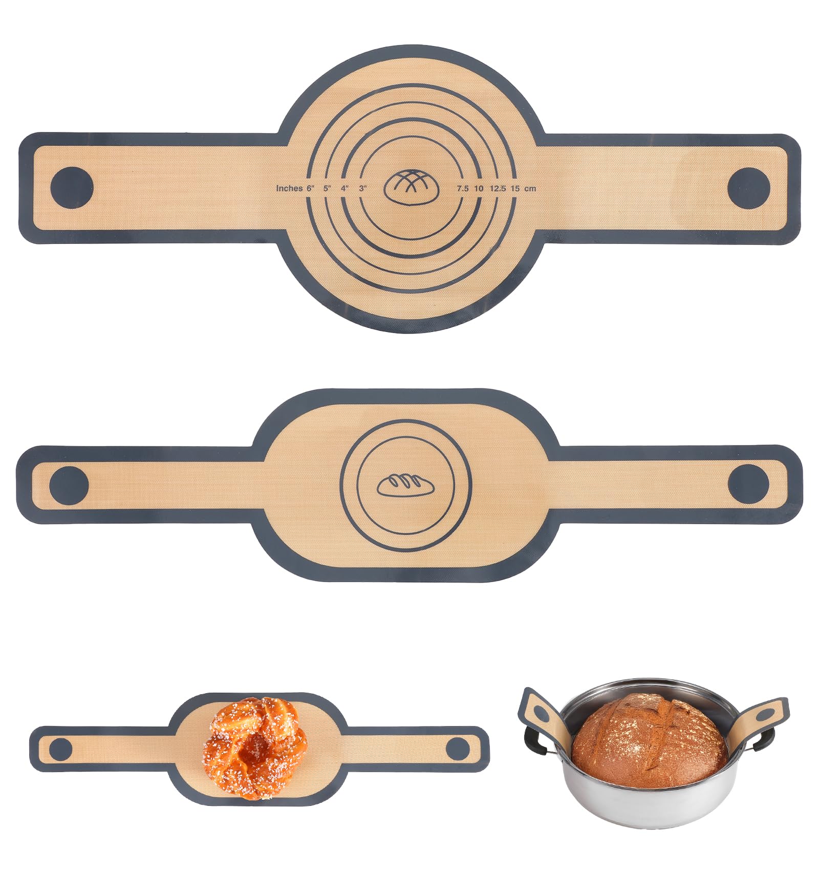 ValueBargain Silicone Bread Sling Dutch Oven 2-Pack - Oval & Round Non-Stick Mats with Handles, Reusable Baking Tools for Sourdough Bread