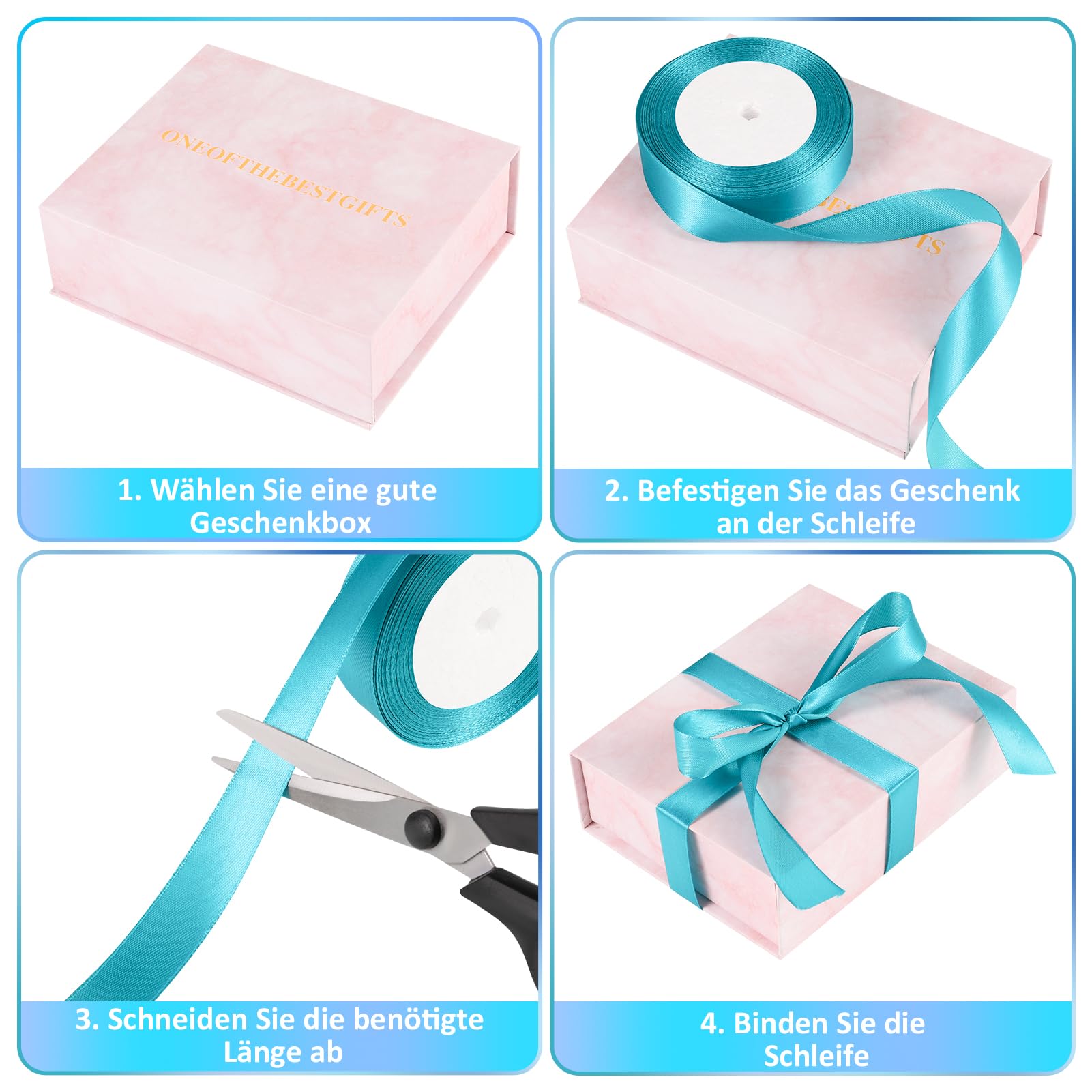 Luckaide Ruban De Satin Vert 88 M X 20 Mm - Ruban Cadeau Vert - Bleu