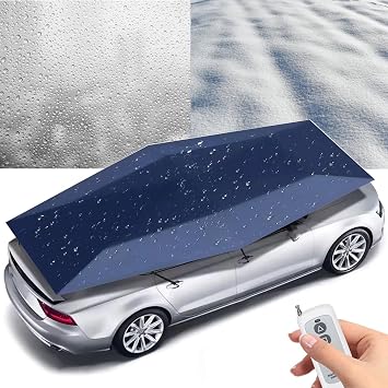 Fully Automatic Car Tent, 4.8M Portable Removable Carport, Folding Car Umbrella, Sun Protection Car Awning Cover with Remote Control, for Outdoor Tent,Blue