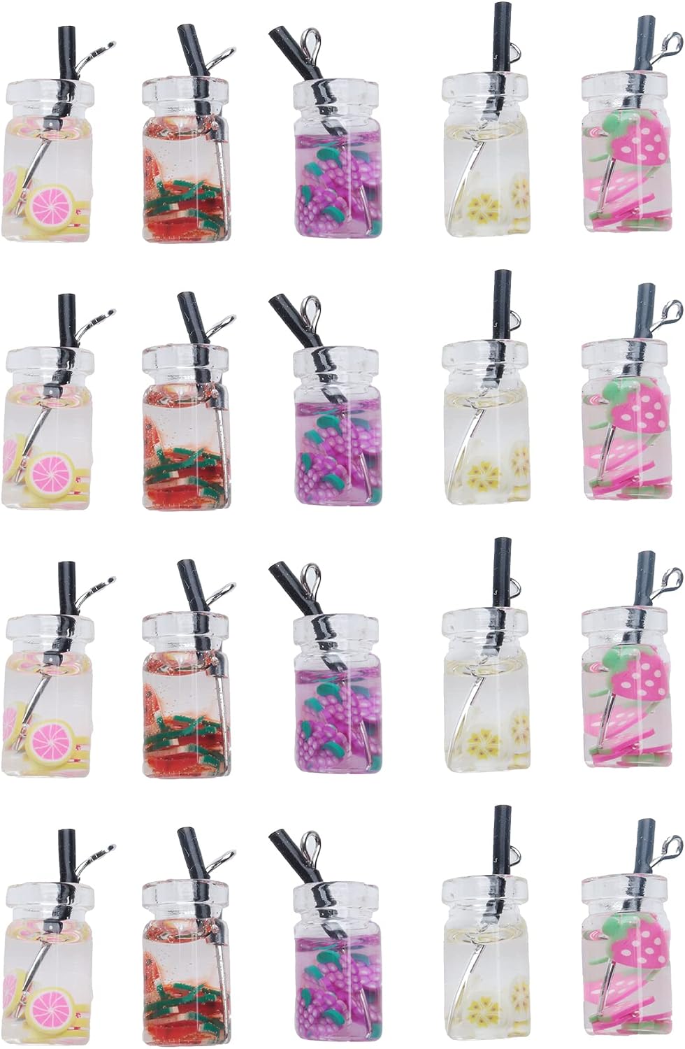 20 Pcs Juice Bottle Charm Mini Fruits Cocktail Cup 2.5x1 cm for Bracelets