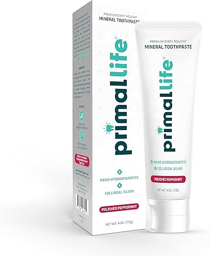 Primal Life Organics - Pasta de dientes alcalinizantes naturales de boca sucia, hidroxiapatita, aceites esenciales saborizados, caolín natural,