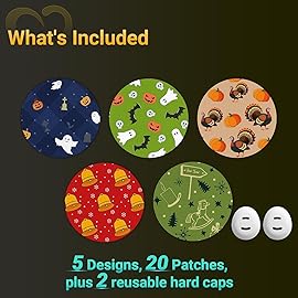 Dexcom G7 & Stelo Adhesive Patches Holiday, Amolyfe 20-Pack Over Patches Waterproof Bump-Proof with 2 Hard Caps and Tin Case, Breathable Medical Overpatch, 10-Day CGM Protection (Christmas)