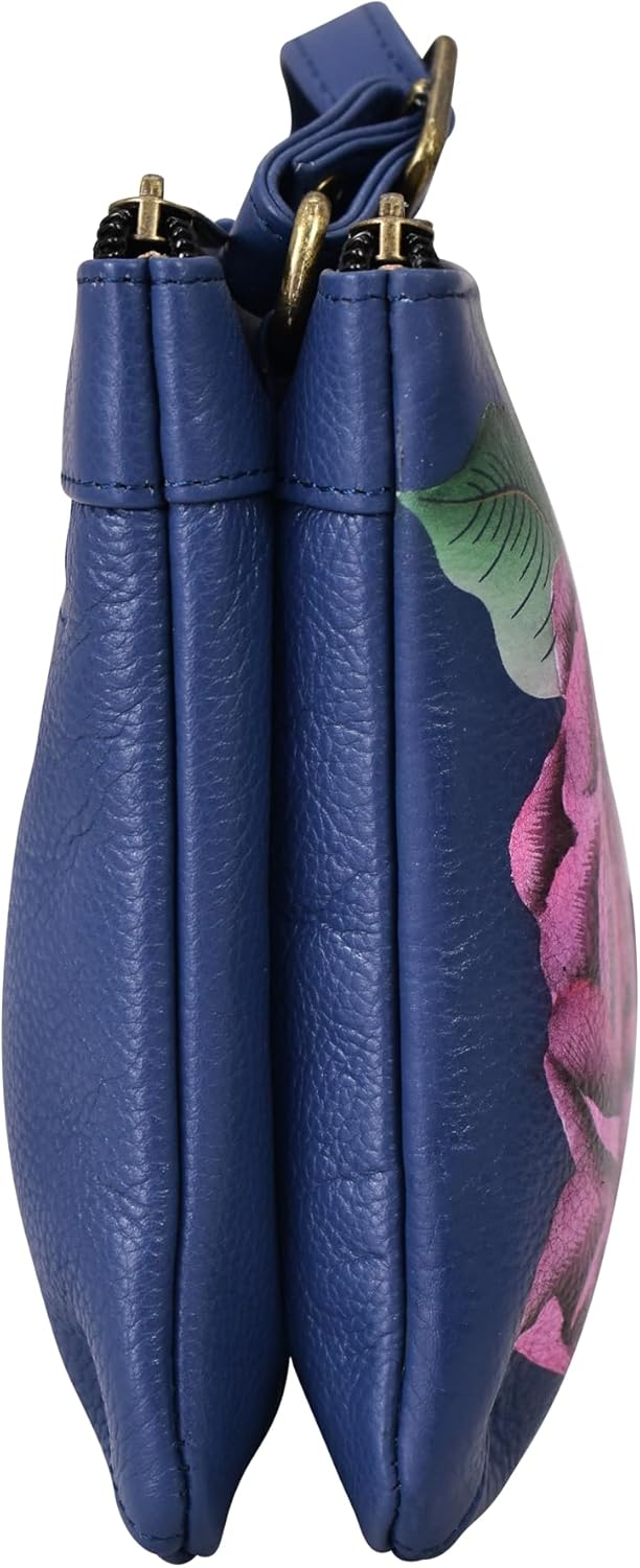 Anna by Anuschka Women's Original Genuine Leather Hand-Painted Leather Small Zip Around Crossbody - Leather Handbag for Women - Image 6