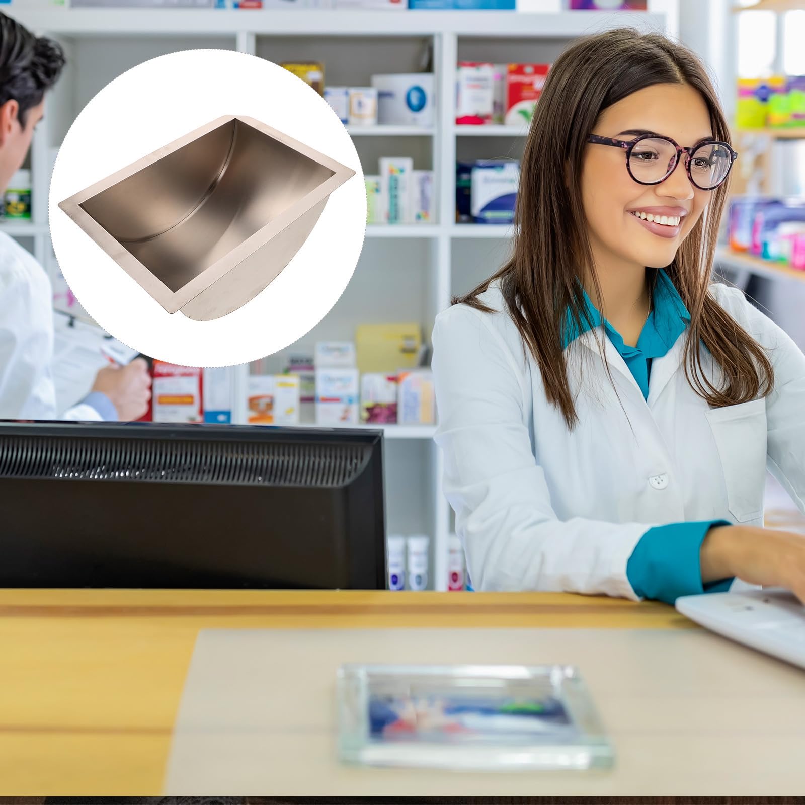 Operitacx Vassoio per Contanti in Acciaio Inossidabile Argento Design Ergonomico per Sportelli Bancari e Registratori di Cassa Efficiente e Professionale