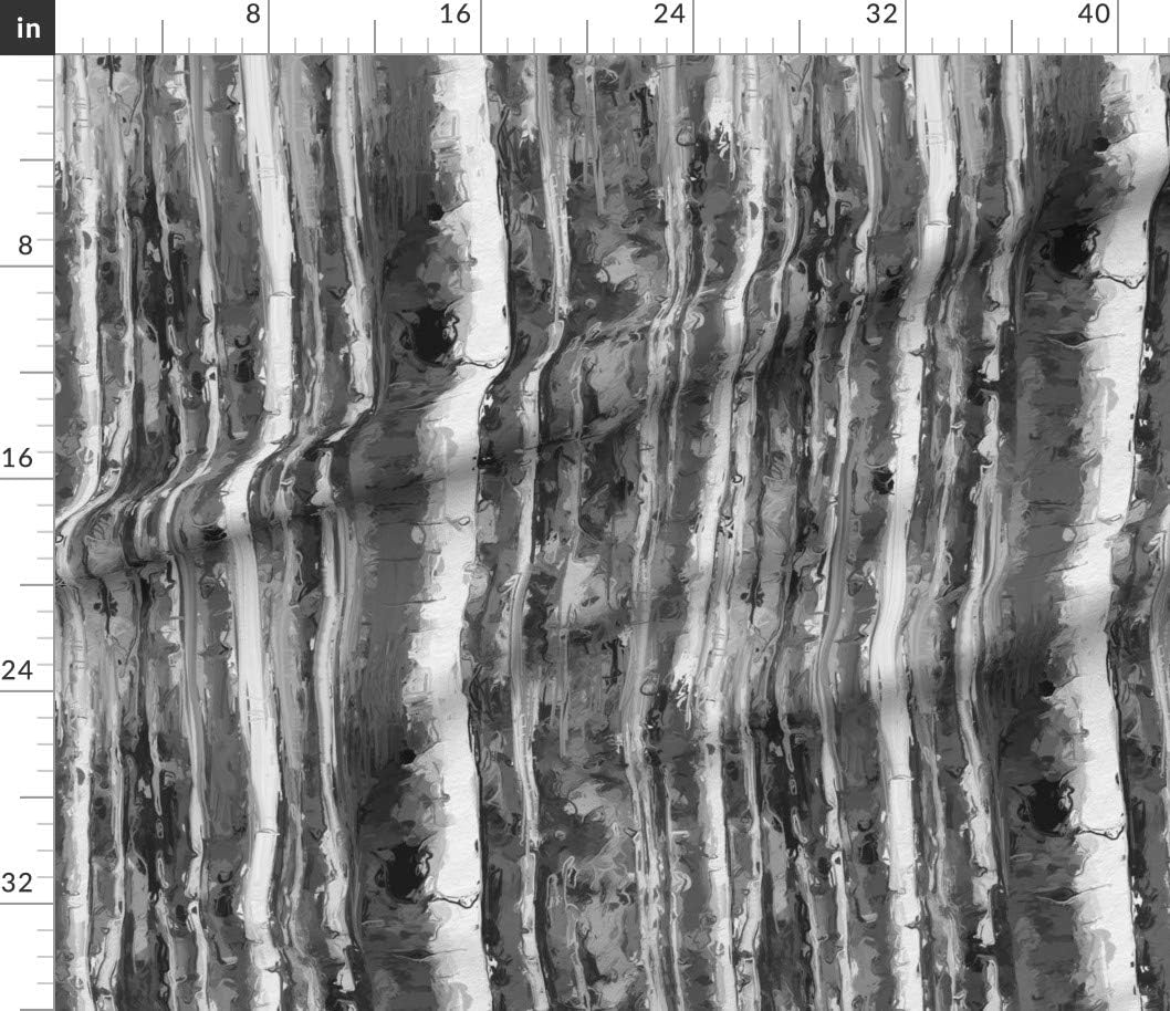Spoonflower Fabric - Painterly Forest Black and White Birch Tree Abstract Woodland Printed on Petal Signature Cotton Fabric Fat Quarter - Sewing Quilting Apparel Crafts Decor