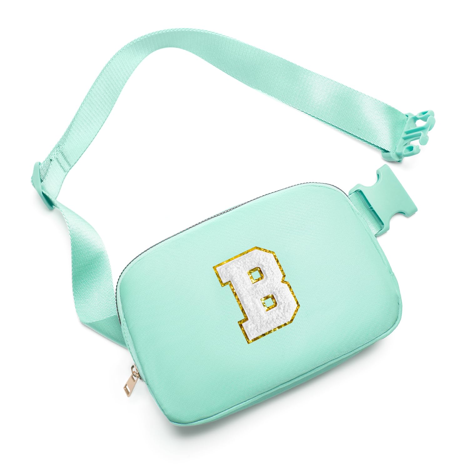 Gitus Birthday Gifts for 8 9 10 11 12 13 Year Old Girls Personalized Fanny Pack Crossbody Bags with Initial Letter Patch Belt Bag for Teen Girls Cute Trendy Stuff Travel Essentials (Mint Green-B)