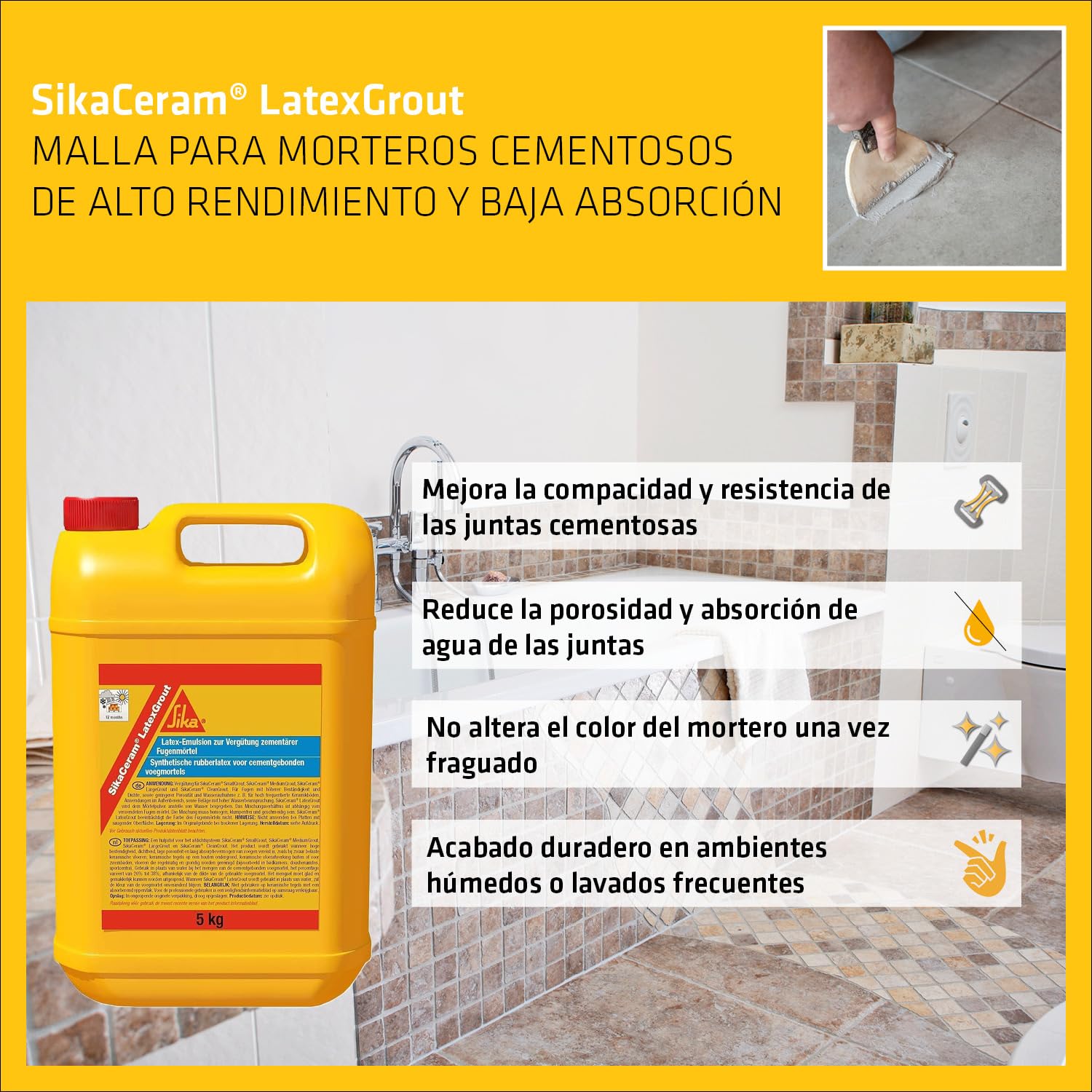 SIKA - Látex resinas sintéticas - SikaCeram LatexGrout - Blanco - 5kg