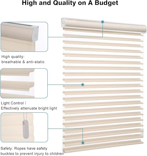 Miniatura 2 de Changshade Persianas enrollables Shangri-La personalizadas, con cordón y filtrado de luz, con aislamiento térmico, control de luz de privacidad para