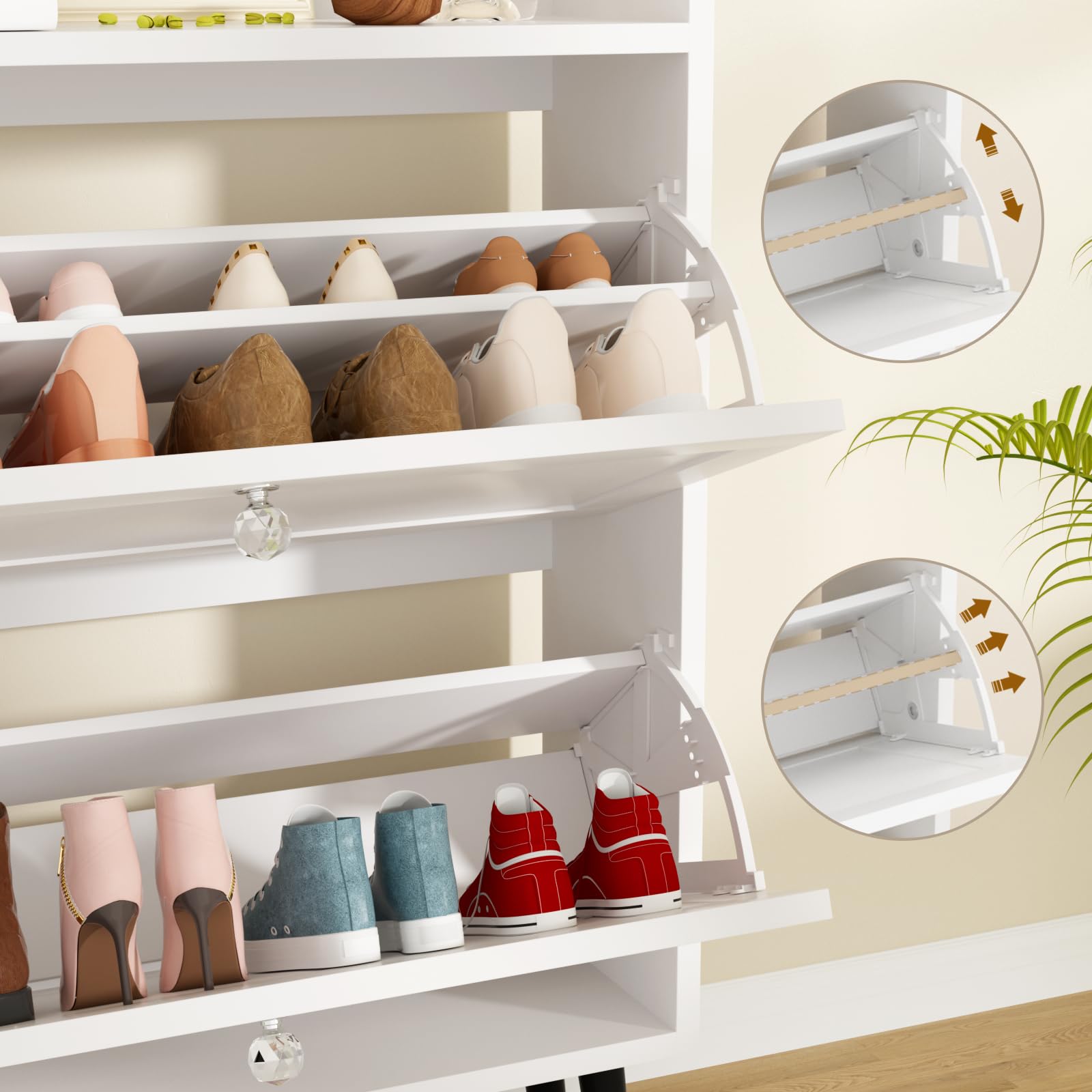 VOWNER Meuble à Chaussures, Armoire Rangement Entrée, Blanc, 80x100cm