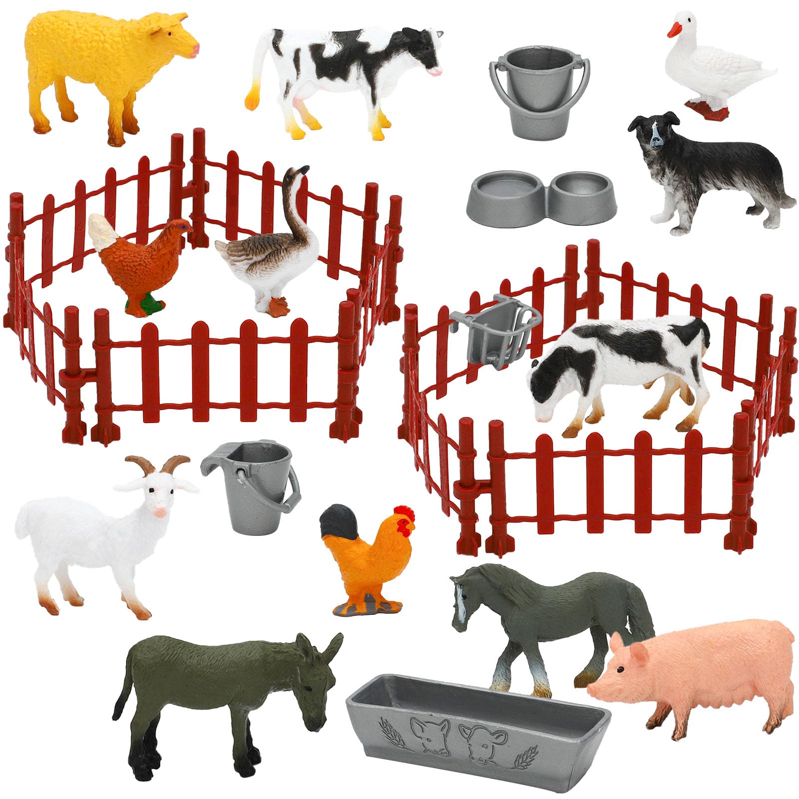 27 Pieces Mini Farm Animal Figurines Playset Hand Painted Tiny Farm Animals Realistic Detailed Plastic Puppy Figures