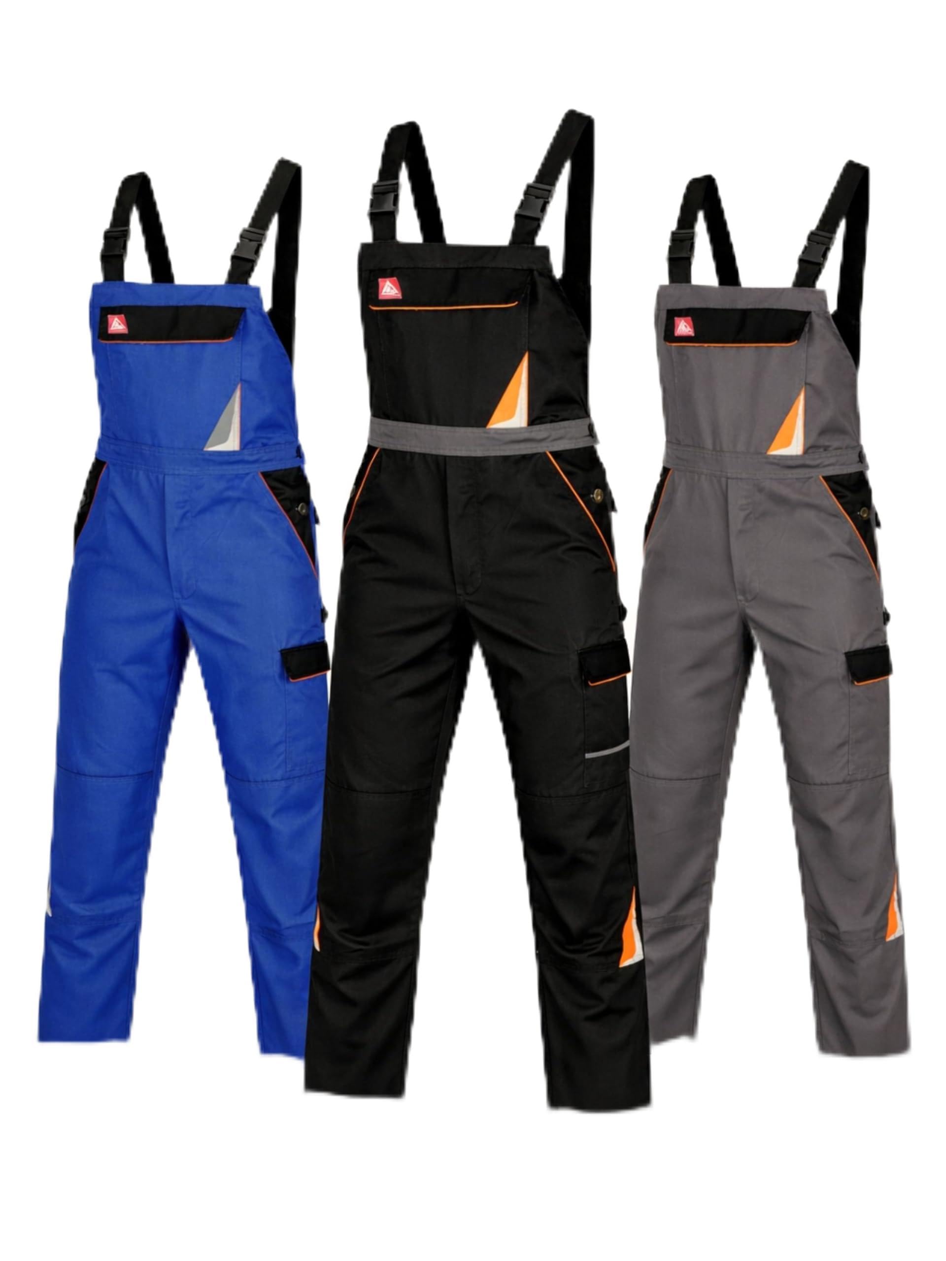 Arbeitshose Herren Latzhose mit Stretchbund 6 Taschen robuste Arbeitskleidung Männer Arbeitslatzhose mit Kniepolstertaschen Berufskleidung Handwerk Bau Industrie KFZ Werkstatt Lager Garten Sanitär DIY