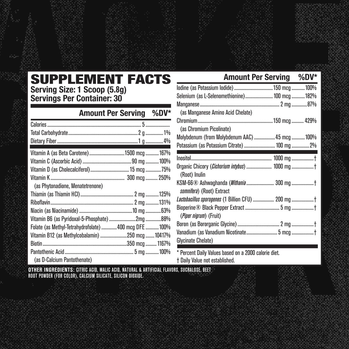 Jacked Factory Vita XT Performance Vitamin Powder - Daily Multivitamin Powder for Men with KSM-66 Ashwagandha, Prebiotic Fiber, Vitamin A, C, D, K, B6, B12, & More - Strawberry Lemonade, 30Sv — Amazon image 6