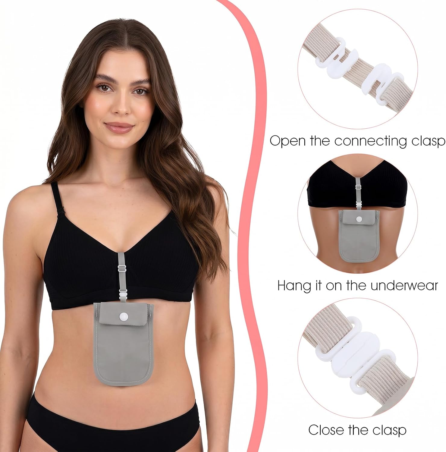 Undercover Bra Wallet, Hidden Travel Pouch with Adjustable Elastic Strap