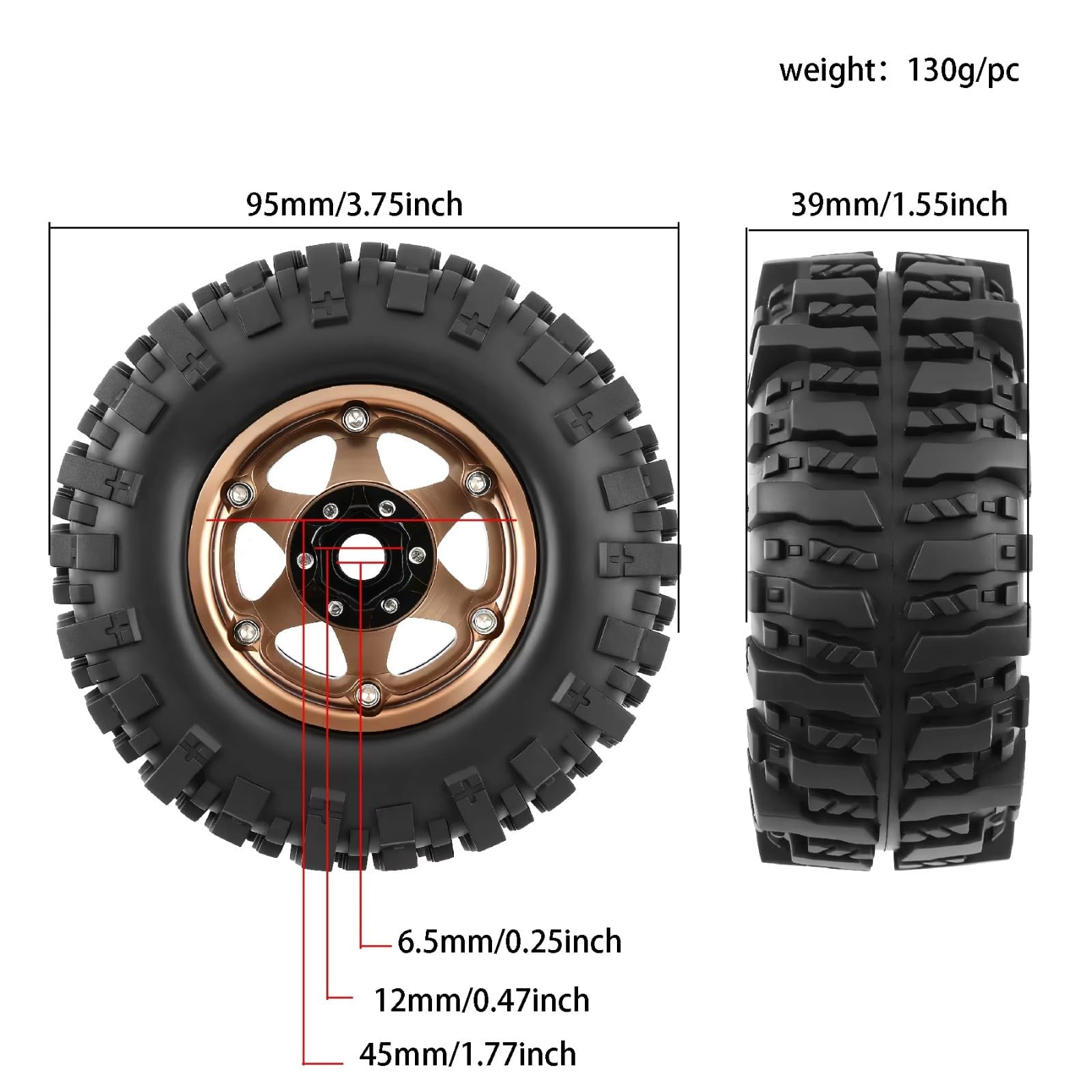 Compatibile Con Traxxas Per TRX4 D90 Per Axial Per SCX10 II III 1/10 RC Ricambi Auto Accessori 95mm 1.9 "Beadlock Wheel Rim E Set Di Pneumatici RC Ruote Gomma