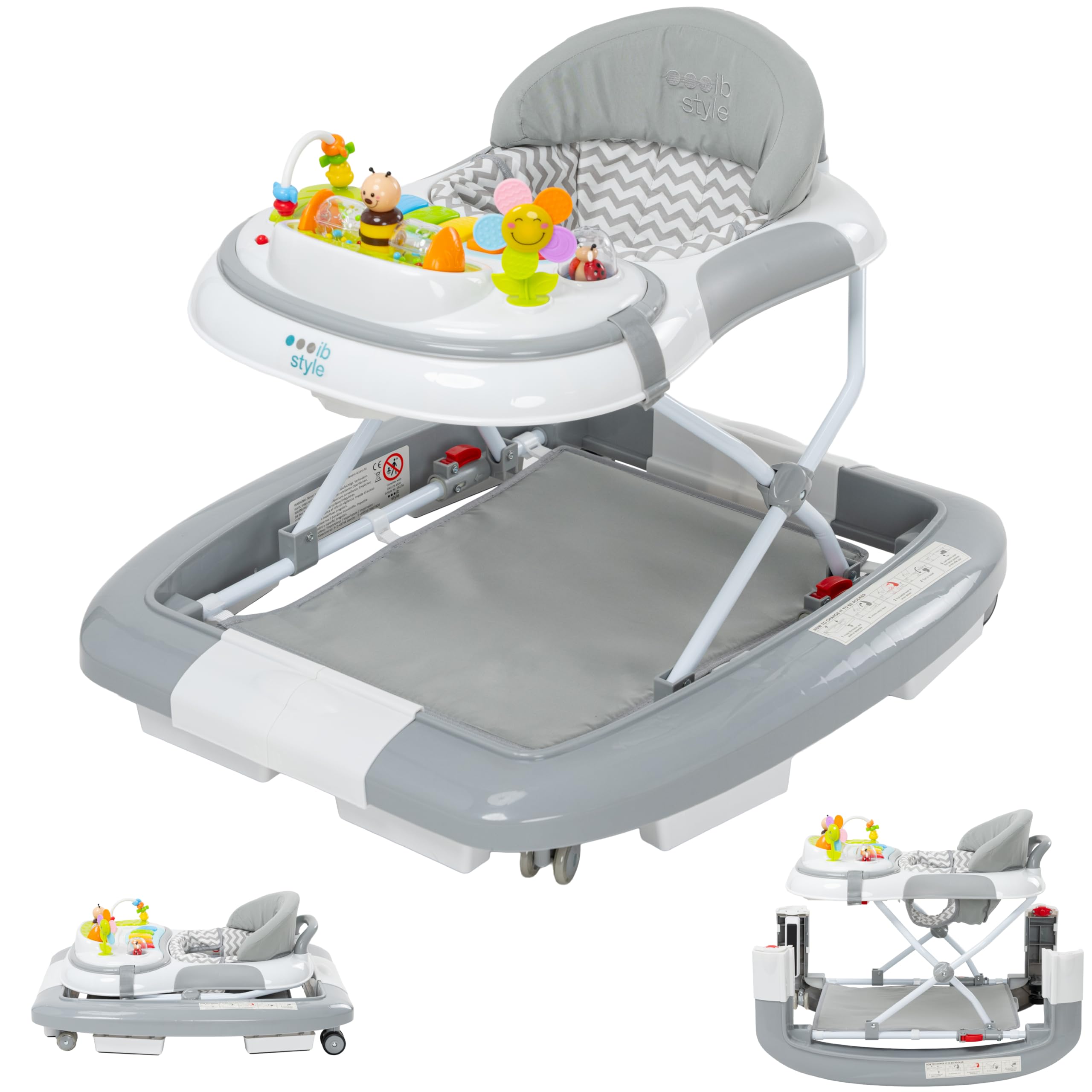 Girello Ib Style WAVE 3 In 1 Rosa - Con Altalena, Luci E Musica, Regolabile, Sicuro EN1273 - Foto 13