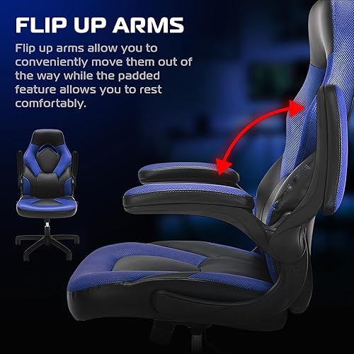 Miniatura 3 de RESPAWN 3085 Ergonomic Gaming Chair for Adults, High Back Office Chair with Headrest and Flip Up Arms, Leather Racing Style Gaming Seat with Lumbar