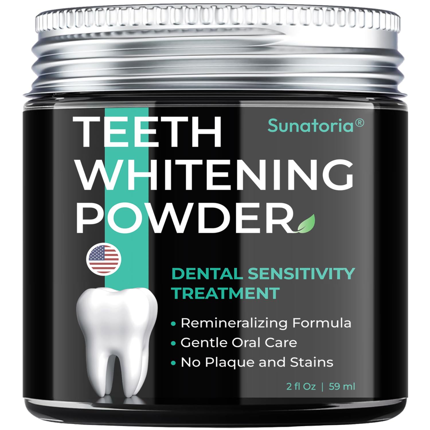 Polvo blanqueador dental – Polvo dental remineralizante con nano-hidroxiapatita, xilitol, carbón + arcilla, menta sin flúor | Pasta de dientes en polvo, tratamientos de sensibilidad dental, 2 onzas