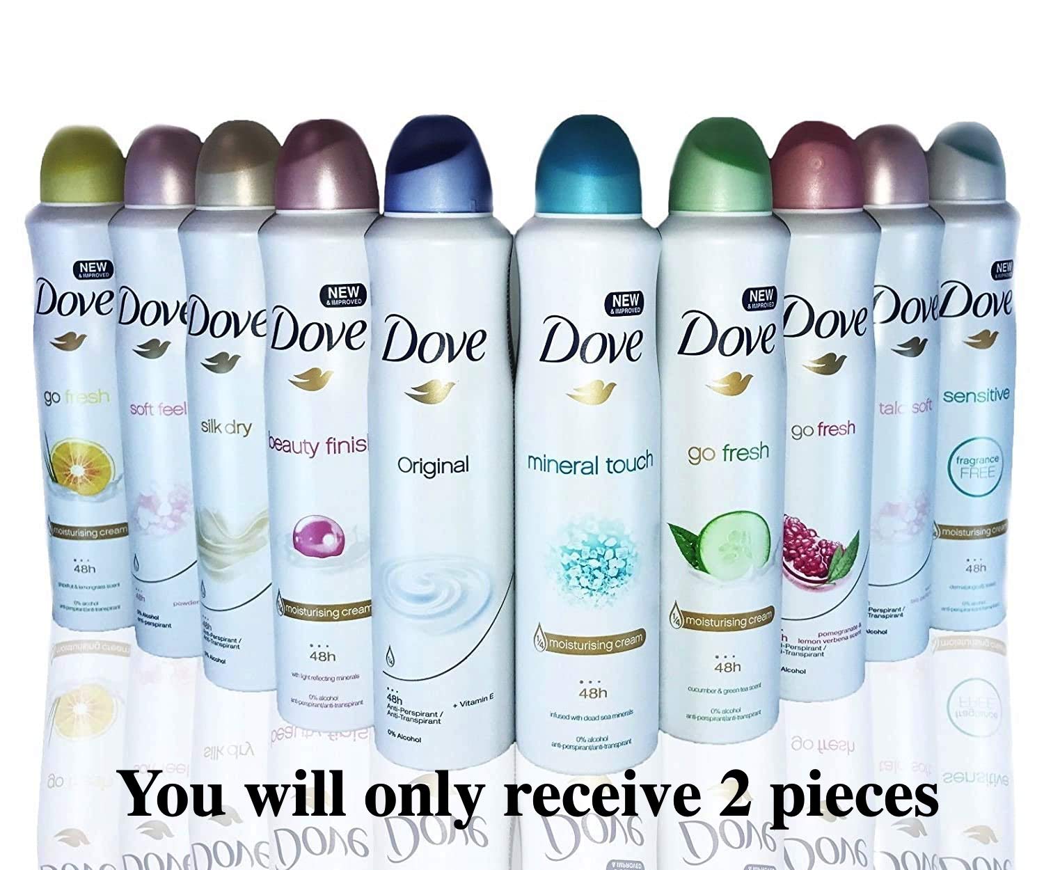 Dove Body Spray Anti-Perspirant/Anit-Transpirant, Pack of 2X250ml/8.5oz, Mix within the available kinds