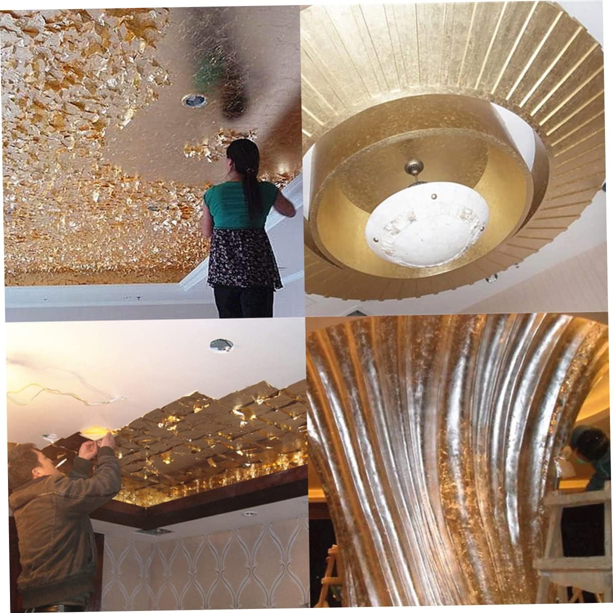 KONTONTY 300pcs Gold Silver Foil Package Imitation Gilding Foil for DIY Art Crafts and Home Decor