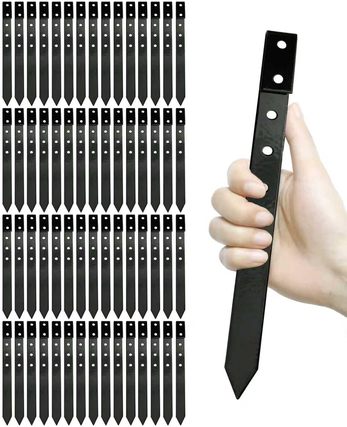 60Pcs Metal Garden Landscape Edging Stakes,Black,10 Inch Landscaping Stakes, Anchoring Spikes, Landscape Edging Spikes for Ground,Bender Board,Tent Anchoring,Inflatable Decorations (B2)