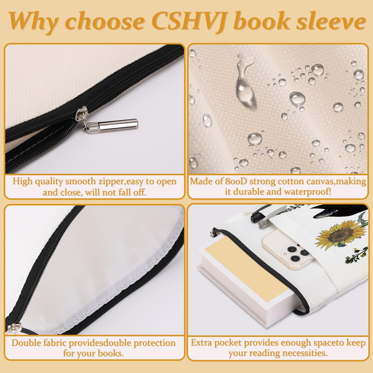 Funda floral para libros de gatos, regalos para amantes de los libros, regalos para gatos, protector de libro con cremallera y bolsillo frontal, accesorios para libros, regalos para amantes de los